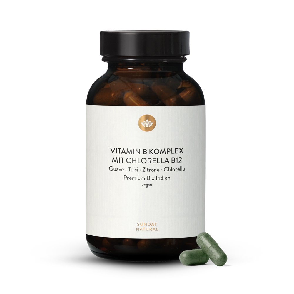 Vitamin B-Komplex mit B12 vegan aus Chlorella 100 Kapseln | Sunday Natural